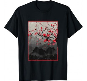Vintage Cherry Blossom Japanese Art Woodblock T-Shirt